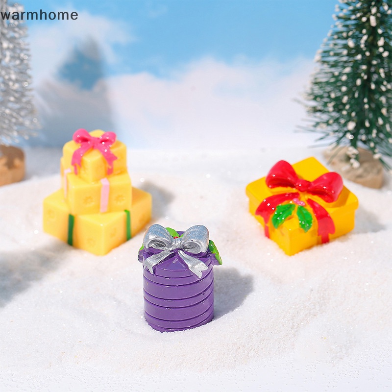 Warmhome Hộp Quà Giáng Sinh mini Bằng Nhựa resin Trang Trí Phong Cảnh diy Cho Sân Vườn Thu Nhỏ rft