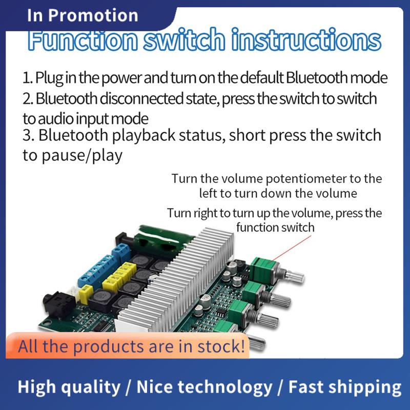 Bảng Mạch Khuếch Đại Âm Thanh bluetooth 2.1 tpa3116 Công Suất Cao dc12v-24v 2x50w + 100w