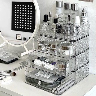 (SẴN ĐEN) Kệ Mỹ phẩm trong suốt vân sóng nước để đồ mỹ phẩm, Tủ mỹ phẩm ngăn kéo YM6730