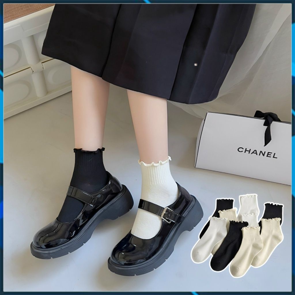 Set 3 đôi tất vớ nữ đen trắng kem thời trang 4 mùa Jinx mã TV02