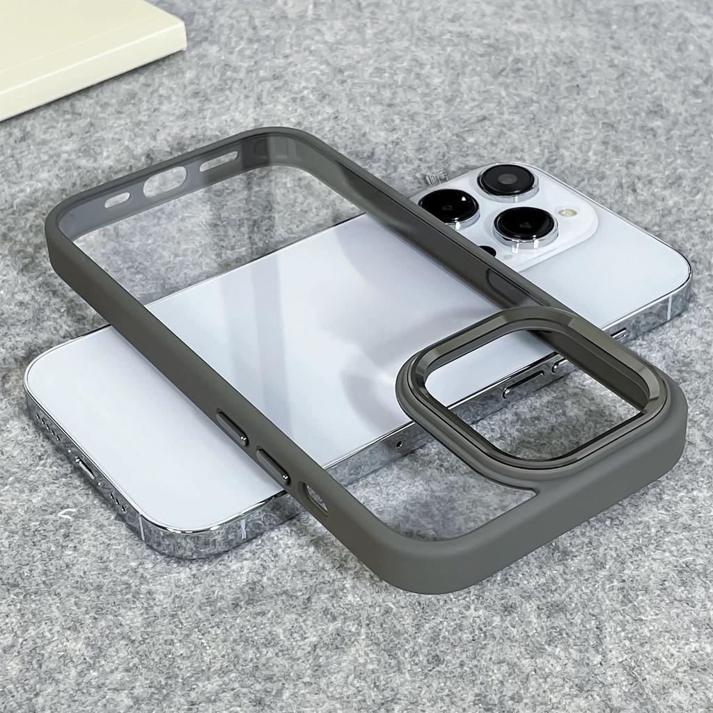 Thời Trang Ốp Điện Thoại acrylic Mềm Trong Suốt Viền Kim Loại Chống Sốc Cho iphone 15 pro max 14 13 12 11 pro max xr x xs 7 8 plus