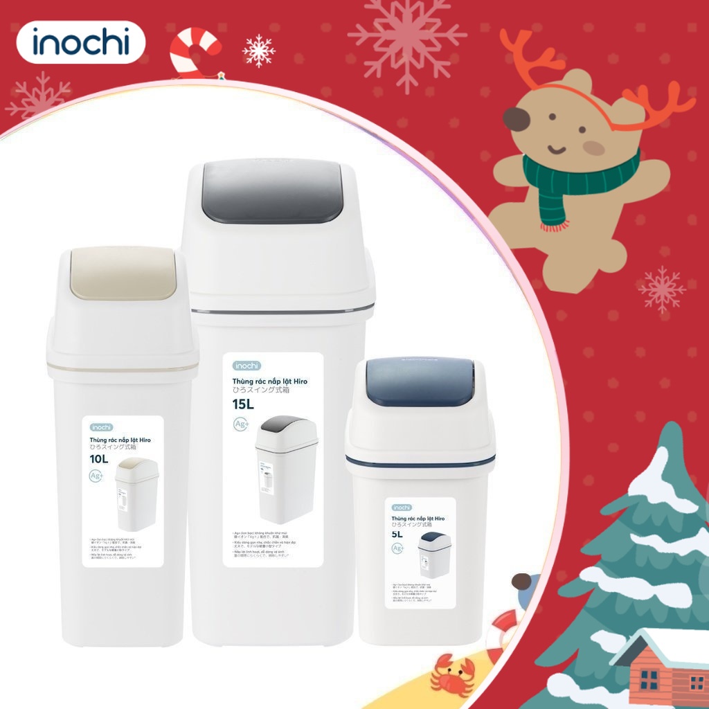 Thùng rác nắp lật Inochi - Hiro 5L/10L/15L (kèm ruột)