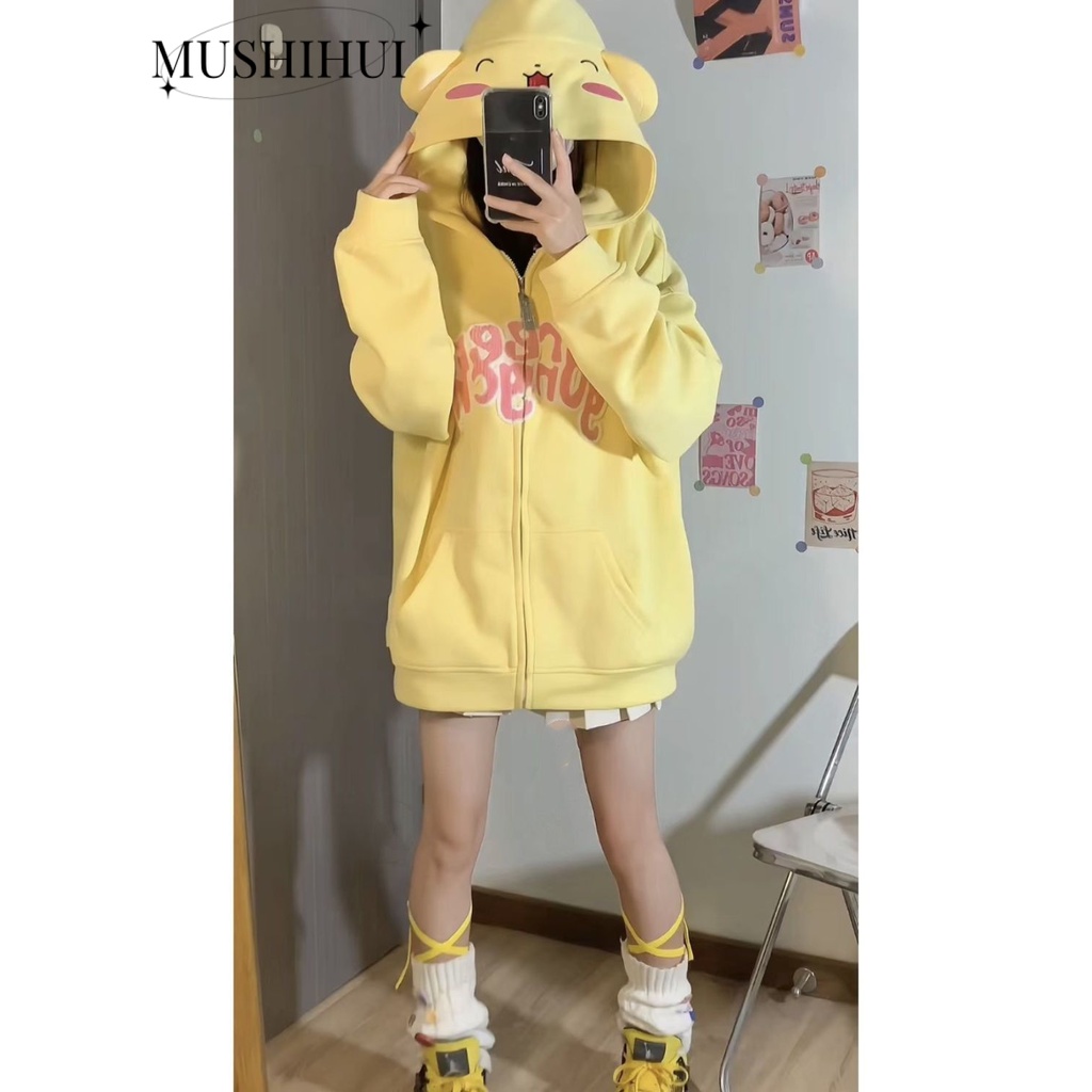 MUSHIHUI Áo Khoác hoodie áo khoác nữ zip hoodie Thoải mái fashionable INS High-quality WWY23C01E3 48Z231202