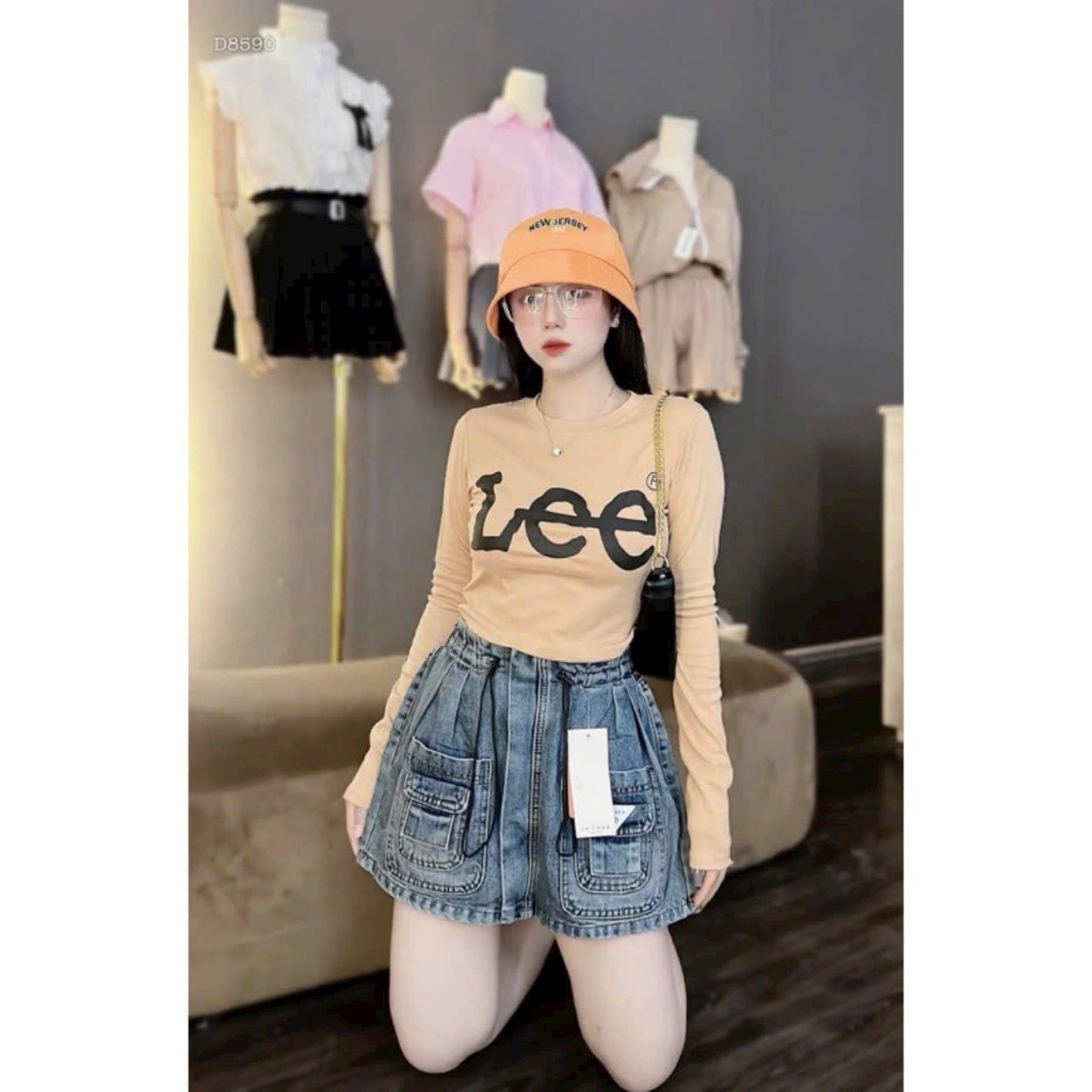 Áo Thun Gân Tăm In Chữ LEE - Năng Động Hiện Đại TTMC0001