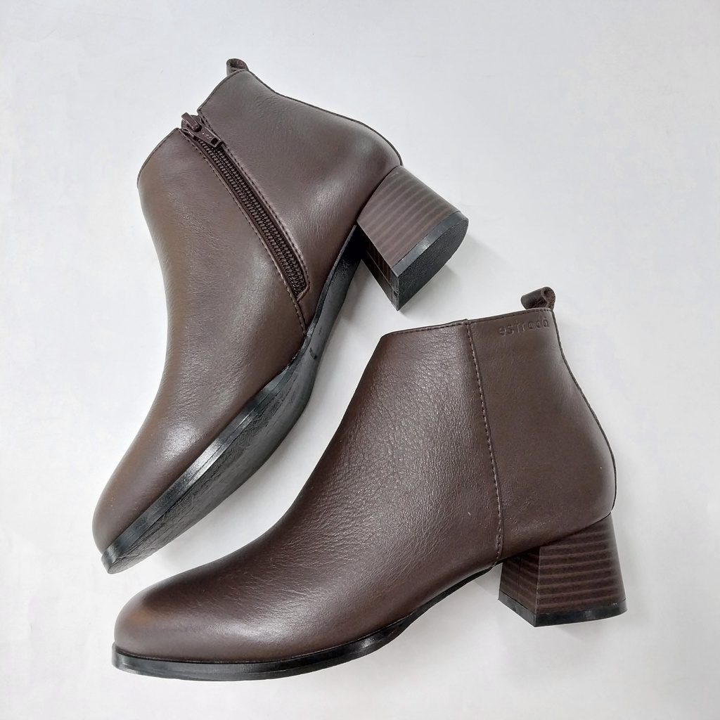 Boot ESSTRADA da, mũi tròn, gót trụ 5cm