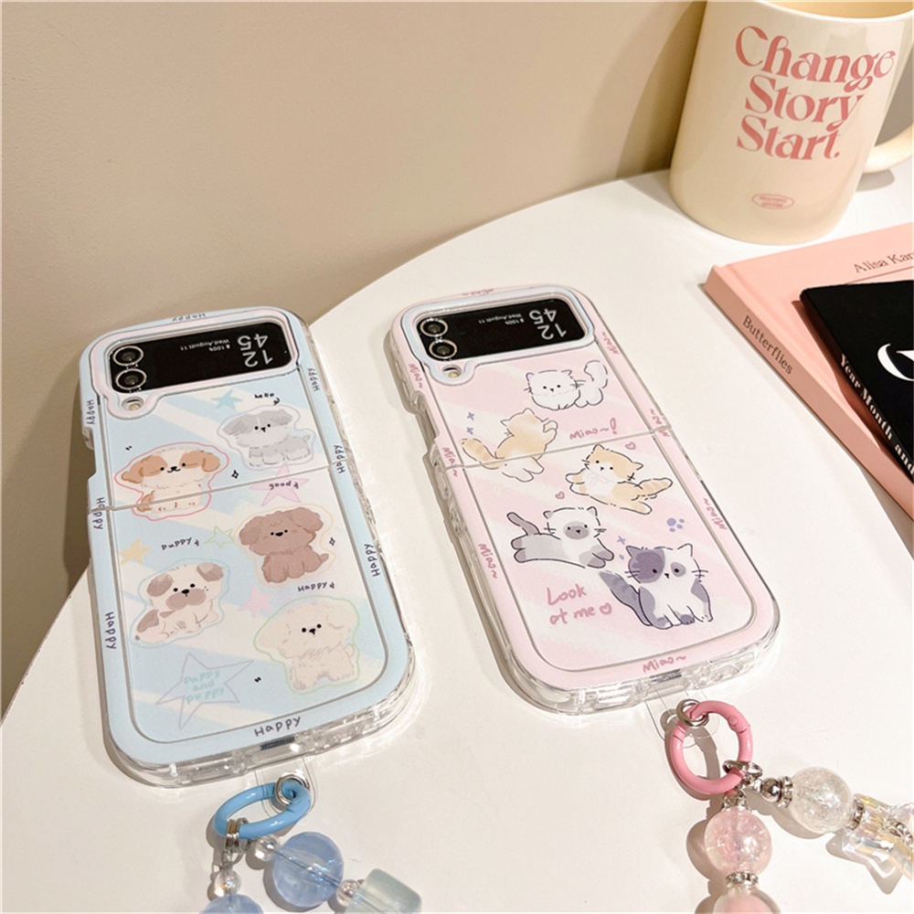 Dễ Thương Ốp Điện Thoại Dẻo Màu Đen In Hình Chó Mèo Hoạt Hình Đáng Yêu Cho samsung galaxy z flip4 flip3 5g funda z flip 3 4 5 zflip5 zflip4