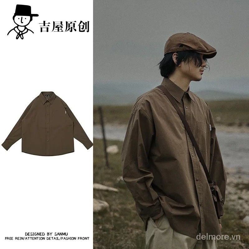 Áo Khoác Vest Không Tay Dáng Rộng Phối Túi Lớn Phong Cách retro Nhật Bản Cho Nam Giới