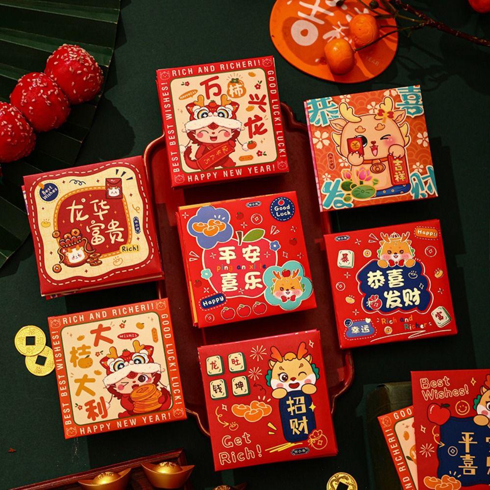 Set 10 Bao Lì Xì May Mắn diy Truyền Thống Trung Hoa