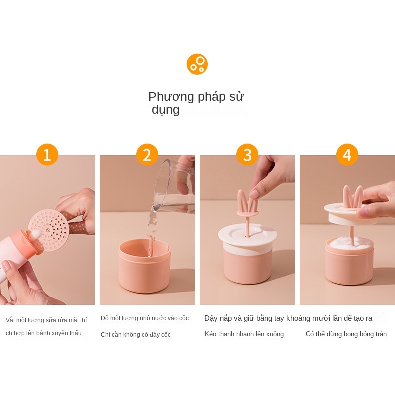 Bình Tạo Bọt Sữa Rửa Mặt Thủ Công Hình Tai Thỏ Hoạt Hình