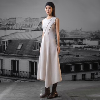 COLLIDE - Đầm dài bất đối xứng Eloise dáng chữ A linen lụa, dạ umi