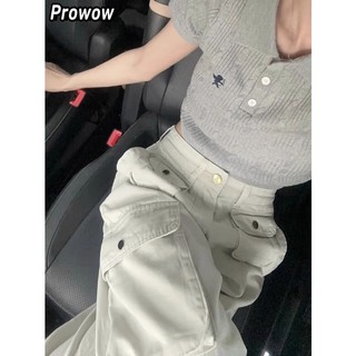 Prowow quần ống rộng quần nữ jean Xu hướng Comfortable hàn quốc Phong cách WNK23C0GHB 51Z231219