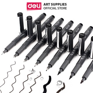 [HỌA CỤ DELI] Set Bút Đi Nét Kỹ Thuật Nhiều Cỡ Ngòi Màu Đen Kháng Nước Caligraphy Phù Hợp Vẽ Viền Tranh Phác Hoạ