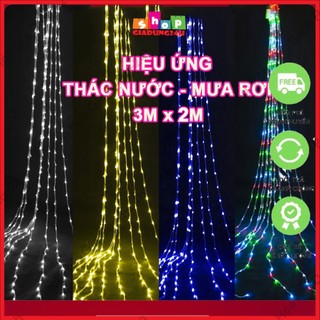 Giá sỉ)Đèn Led Trang Trí thả mành hiệu ứng mưa rơi,thác nước Rộng 3M X Dài2M- Đèn nháy mành rèm hiệu ứng thác nước