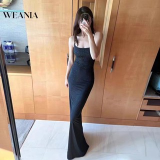 Đầm Dài Hở Lưng Khoét Sâu Đính Đá Lấp Lánh Quyến Rũ Cho Nữ