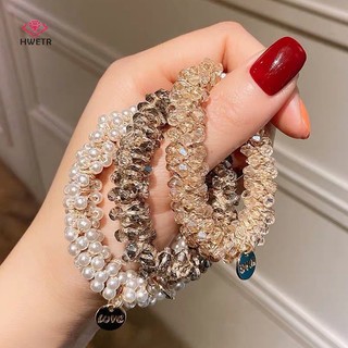 Dây Cột Tóc Co Giãn Đính Pha Lê Lấp Lánh Thời Trang Cho Nữ Mới