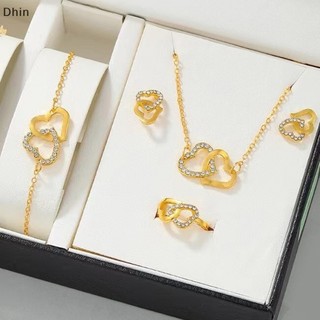 Bộ trang sức 5 món hình trái tim đính đá thời trang cho nữ