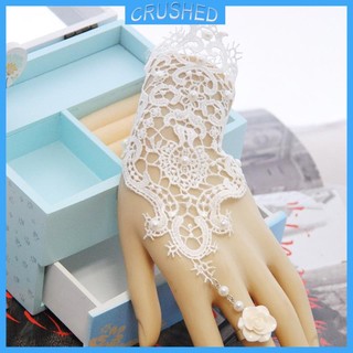 Bộ Găng Tay + Nhẫn + Găng Tay Handmade Đính Hoa Hồng Ren Có Thể Đ