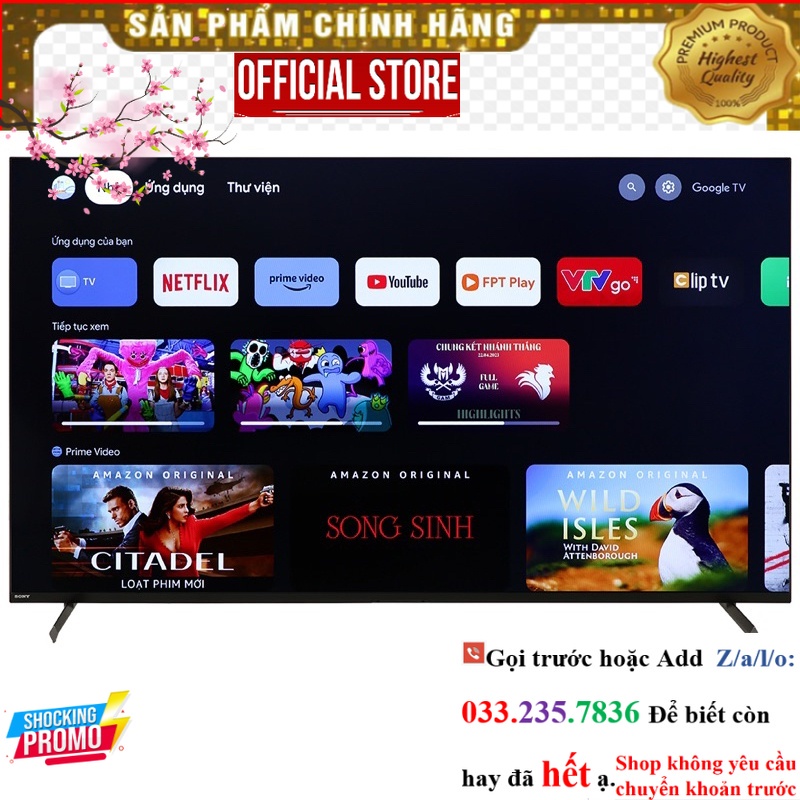 Google Tivi Sony 4K 55 inch XR-55X90L P&G
