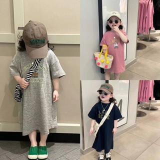 Đầm Thun Cotton Ngắn Tay Họa Tiết Hoạt Hình Thời Trang Mùa Hè Hàn Quốc Dành Cho Bé Gái 1-3 Tuổi