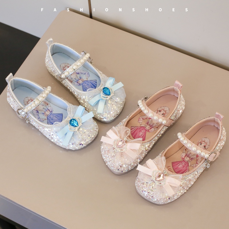 Giày Búp Bê Đế Mềm Đính Kim Sa Lấp Lánh Cho Bé Gái 2-12 Tuổi