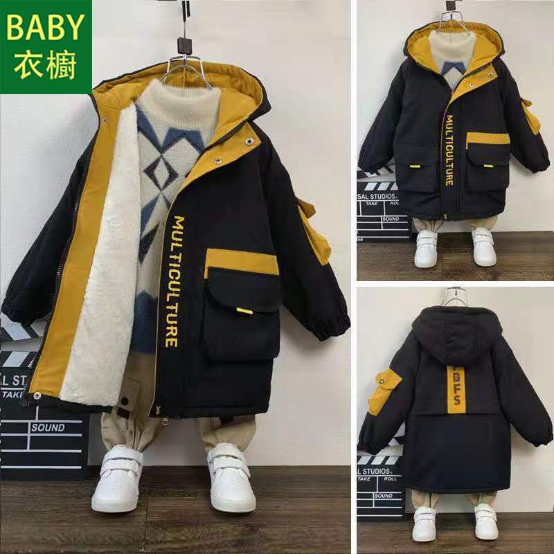 Áo Khoác Thu Đông Lót Lông Cừu Dáng Vừa Kích Thước Lớn Phong Cách Mới 2023 Cho Bé Trai