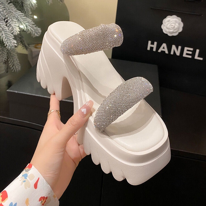 Giày Cao Gót Đế Dày Đính Đá Thời Trang Dành Cho Nữ