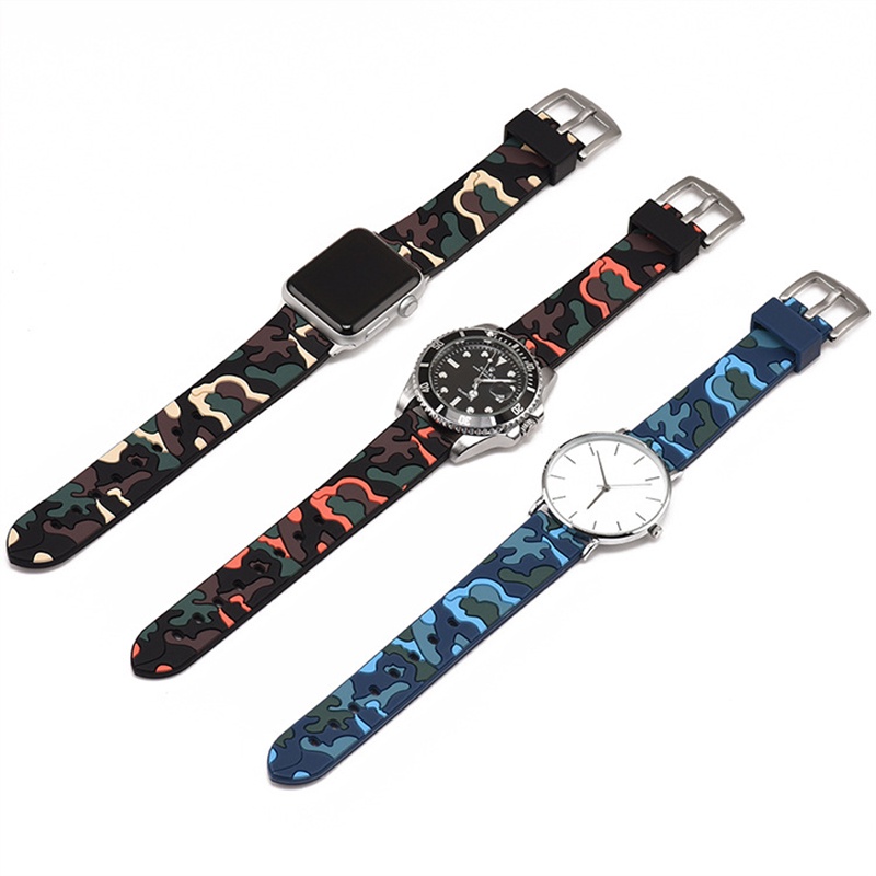Camo Dây Đeo Đồng Hồ Bằng Cao Su Silicon Mềm Chống Nước Họa Tiết Rằn Ri 18mm 20mm 22mm 24mm Cho galaxy watch gt
