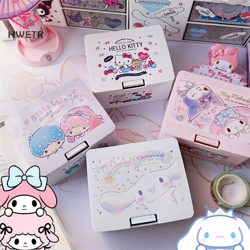 Hwtr Hộp Đựng Trang Sức Nắp Lật In Hình sanrio my melody cinnamoroll kitty Sáng Tạo Mới