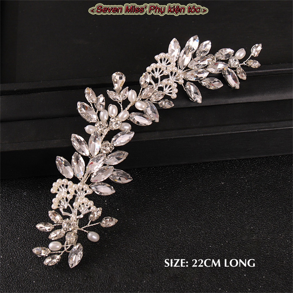 Băng Đô Cài Tóc Đính Đá Ngọc Trai Siêu Bền Sang Trọng Cho Cô Dâu