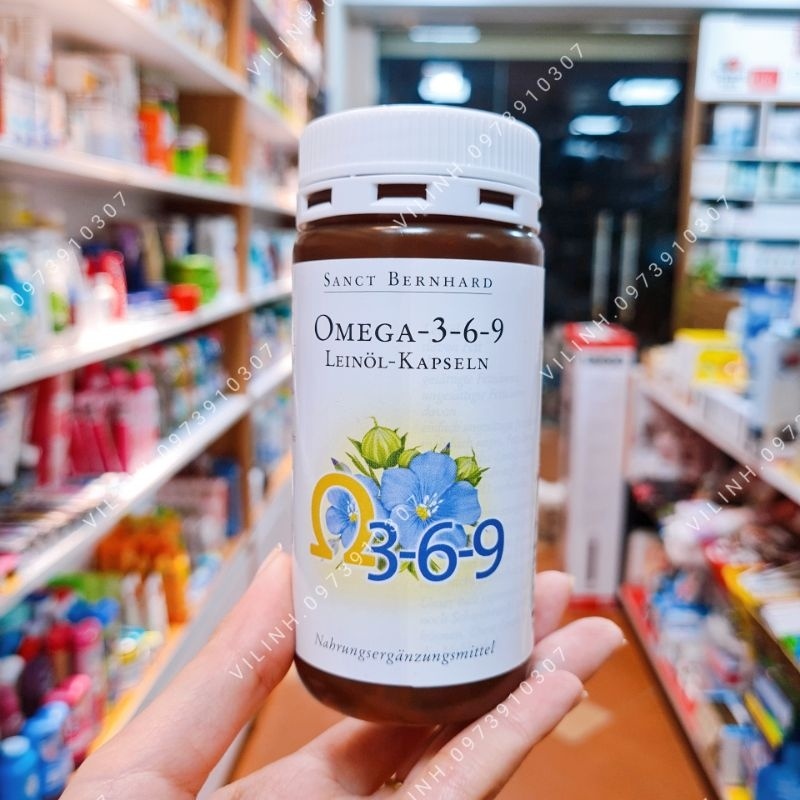 (Bill Đức ảnh sau) Viên nang dầu hạt lanh Sanct Bernhard Omega 369 của Đức