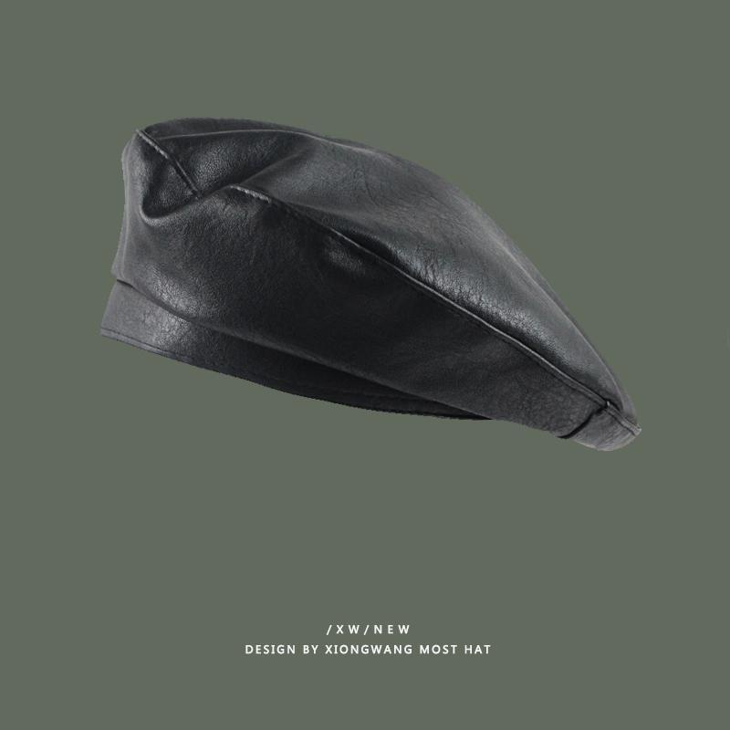 Mũ beret Da pu Phong Cách retro Anh Quốc Cho Nữ