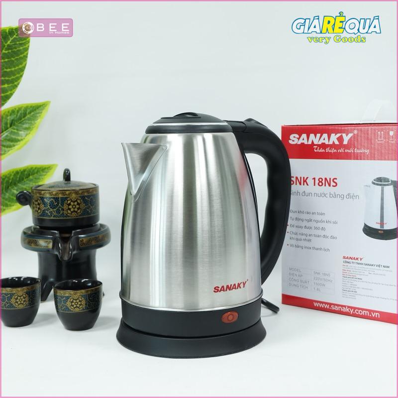 Ấm siêu tốc inox SANAKY 1.8L, bền, giá tốt, chính hãng