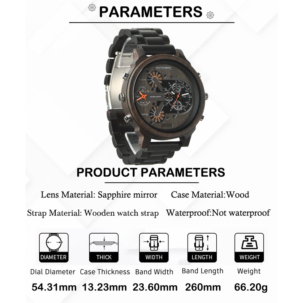 Đồng Hồ Đeo Tay Mặt Gỗ Đa Năng Phong Cách Âu Mỹ Thời Trang Cho Nam