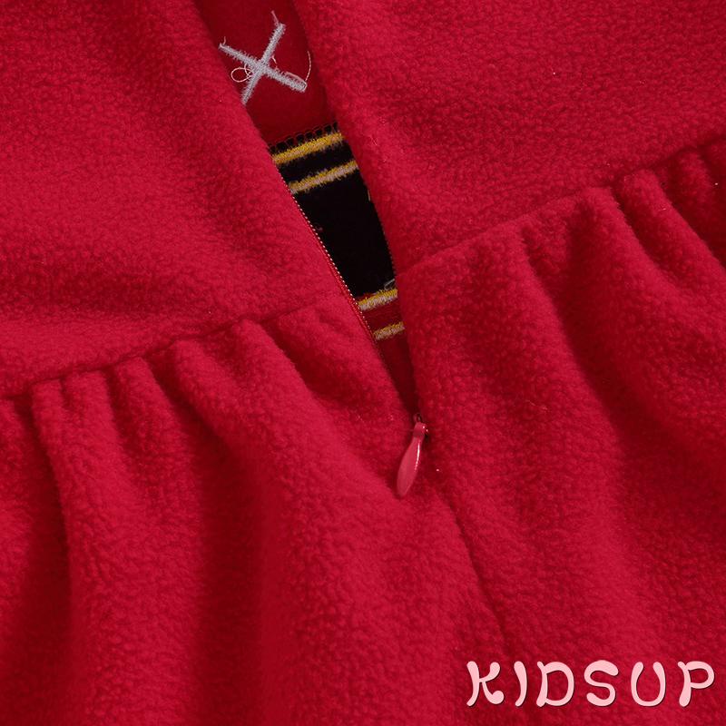 Đầm Tay Dài Cổ Búp Bê Màu Đỏ Phong Cách Giáng Sinh Dễ Thương Cho Bé Gái 1 Tuổi