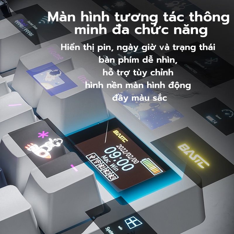 Bàn Phím Cơ Bluetooth Không Dây BASIC BK98 Linear Blue/Red/Brown Switch 98 Phím, Có RGB, Có Hotswap, LinearSwitch