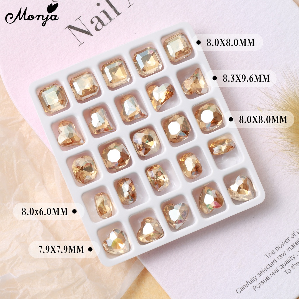 Monja Set 25 Hạt Pha Lê 3d Lấp Lánh Trang Trí Móng Nghệ Thuật