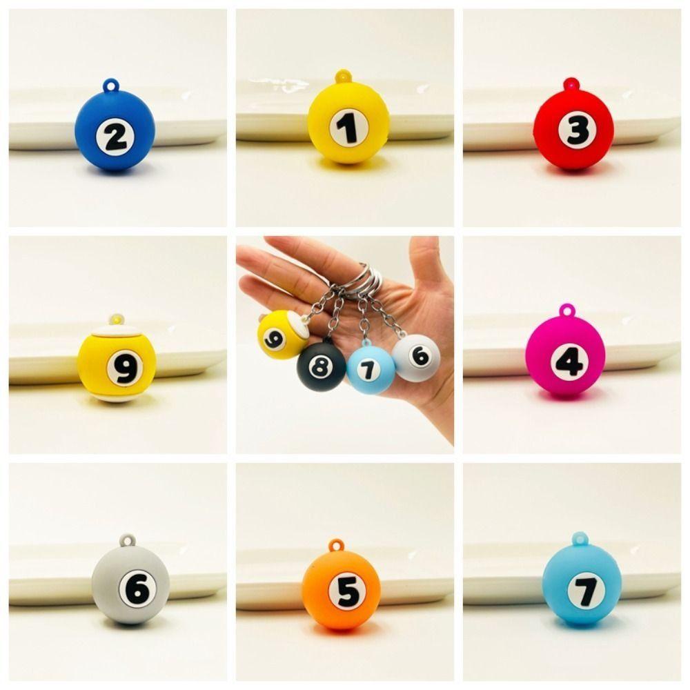 Bernardo Móc Khóa Tròn mini Bằng pvc Màu Trơn Số 1-9 Bida