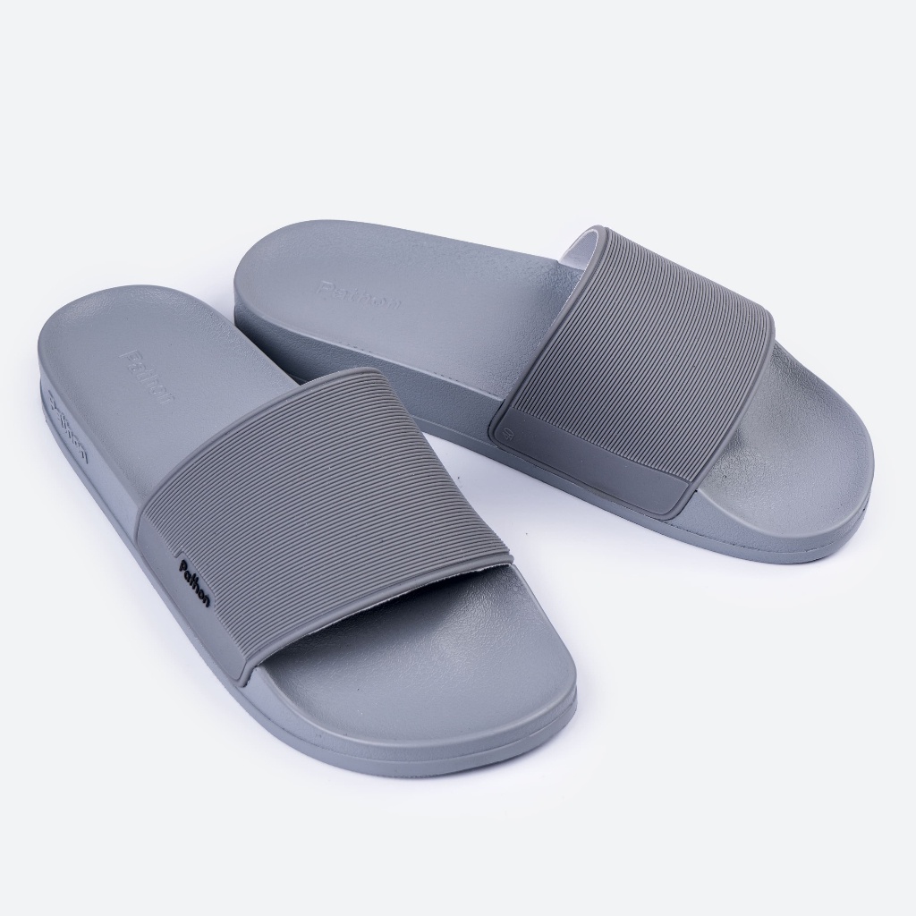 Dép nam nữ quai ngang slipper Pathon quai PVC và đế PU xám quai xám Mẫu SD66