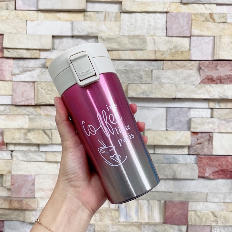 Ly giữ nhiệt dáng cốc cafe nắp bật dung tích 450ml inox Thái Lan