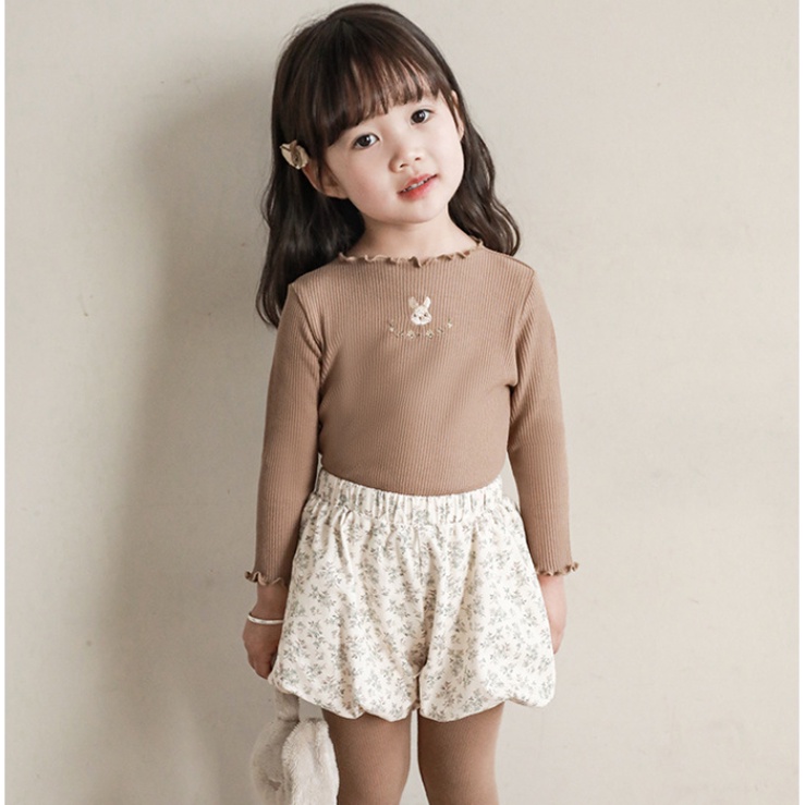 Áo Thun Tay Dài Co Giãn Thoải Mái Thêu Hình Thỏ Dễ Thương Phong Cách Hàn Quốc Cho Nữ  Hàng Có Sẵn Mùa Thu Đông