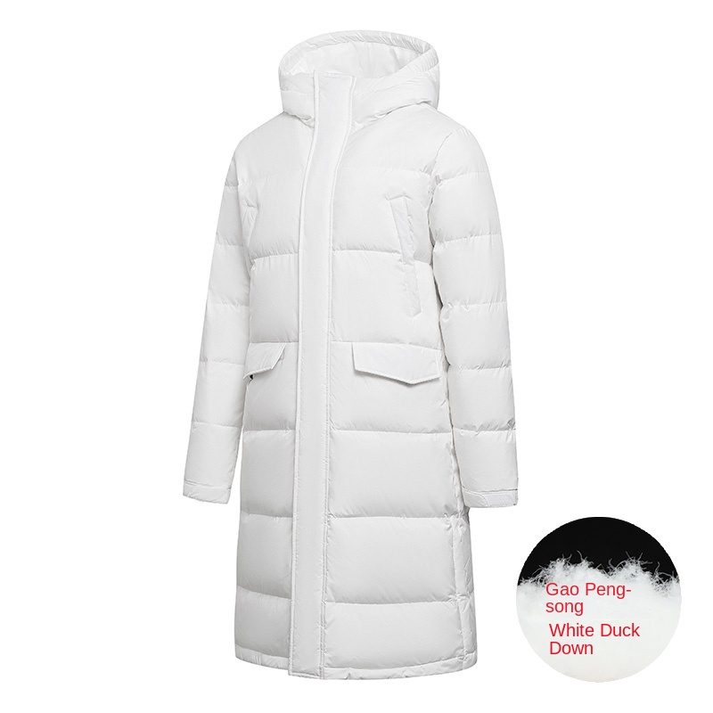 Chất Lượng Cao Áo Khoác Phao Dày Dặn Hai Lớp Màu Trơn Dáng Dài Qua Gối Có Mũ Trùm Mùa Đông Cho Cặp Đôi