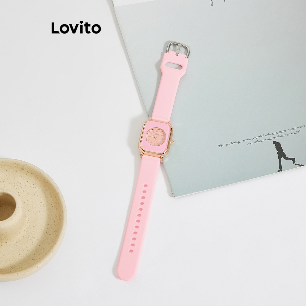 Đồng hồ điện tử Lovito màu sắc tương phản phong cách thường ngày dành cho nữ L60AD170