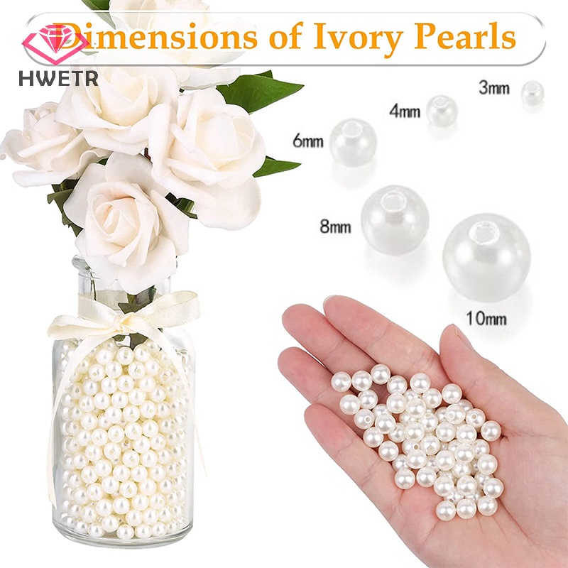 Hạt Ngọc Trai Có Lỗ Bằng acrylic 3mm 4mm 6mm 8mm 10mm Dùng Làm Trang Sức diy Mới