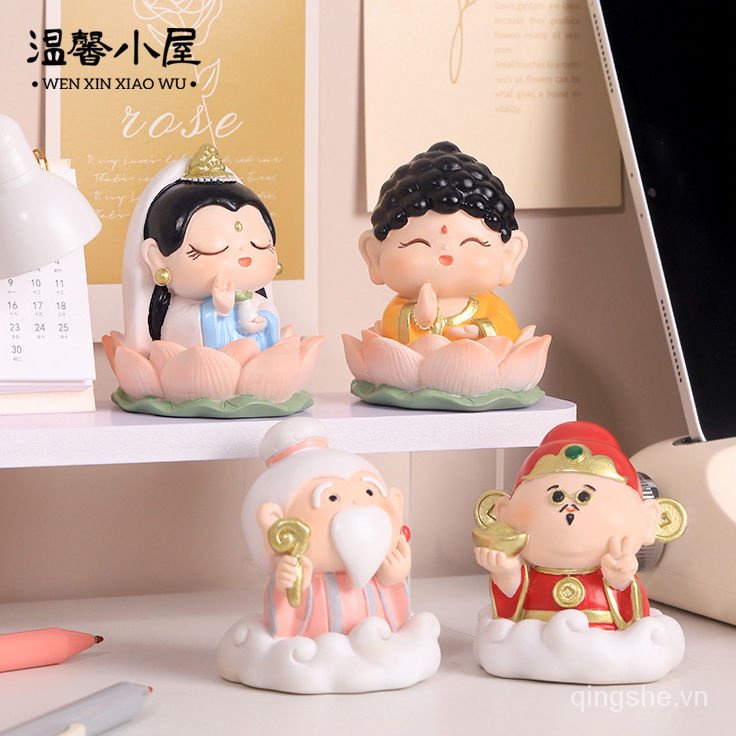 Tượng Phật Ngồi Đài Sen May Mắn Để Bàn Trang Trí Văn Phòng Dễ Thương