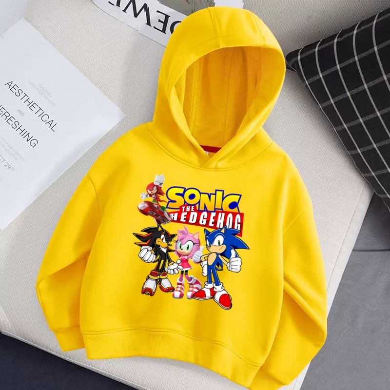 Lolocee Áo Khoác hoodie Vải cotton In Hình Nhím sonic Thời Trang Cho Bé Trai