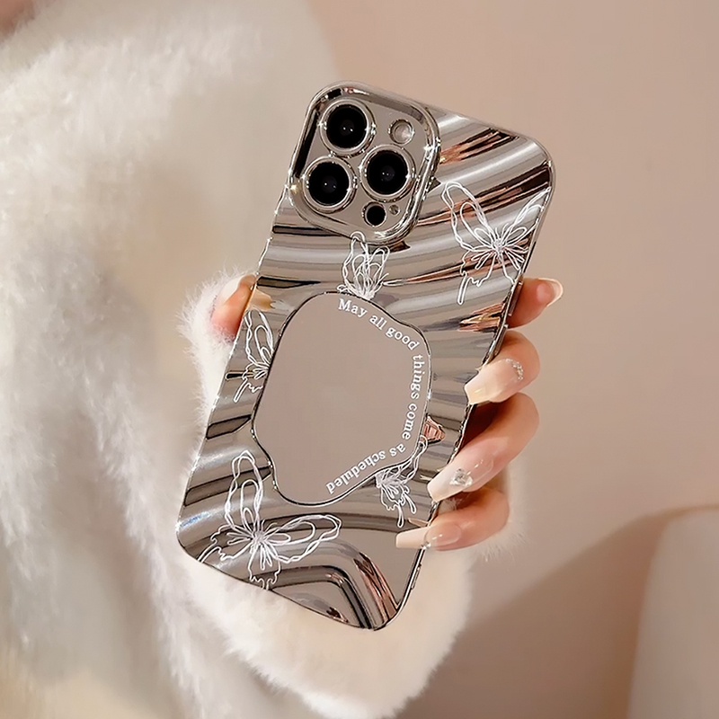 Ốp Điện Thoại Dẻo Tráng Gương Họa Tiết Bươm Bướm & Sóng Nước Độc Đáo Cho iphone 15 pro max 14 13 12 11 max xr ix 78plus