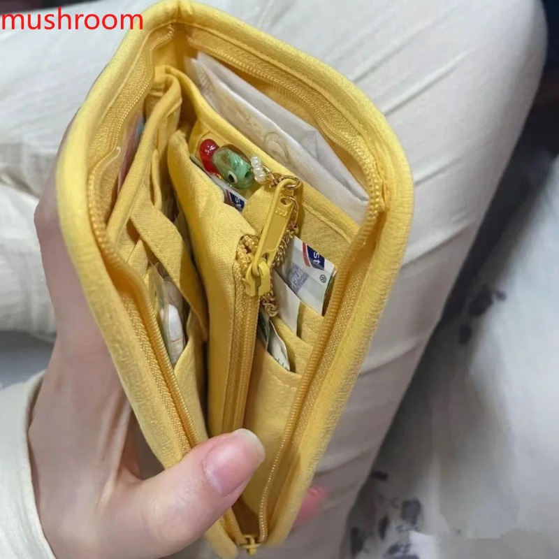 Jiang bobo Ví Đựng Tiền Xu Bằng cotton Hình Mèo Hoạt Hình Màu Vàng Di Động