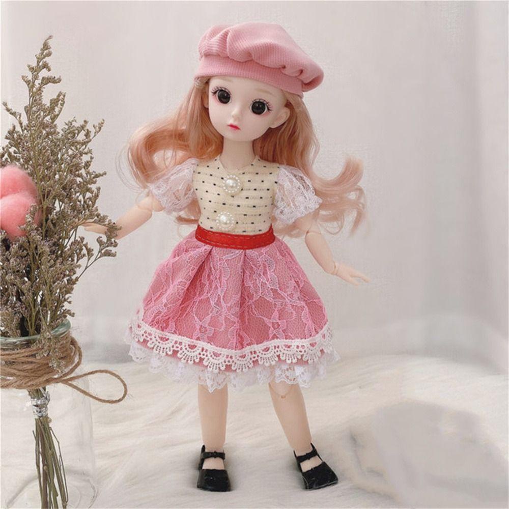 Búp Bê Bé Gái Mặc Đầm 3d 12 Khớp Có Thể Di Chuyển + Giày / Giày / Búp Bê bjd / Búp Bê bjd / Quà Tặng Giáng Sinh