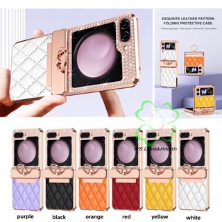 Sang Trọng Bao Da Điện Thoại Nắp Lật Mạ Điện Chống Sốc Cho samsung z flip 5 z flip 4 z flip 3 Ốp