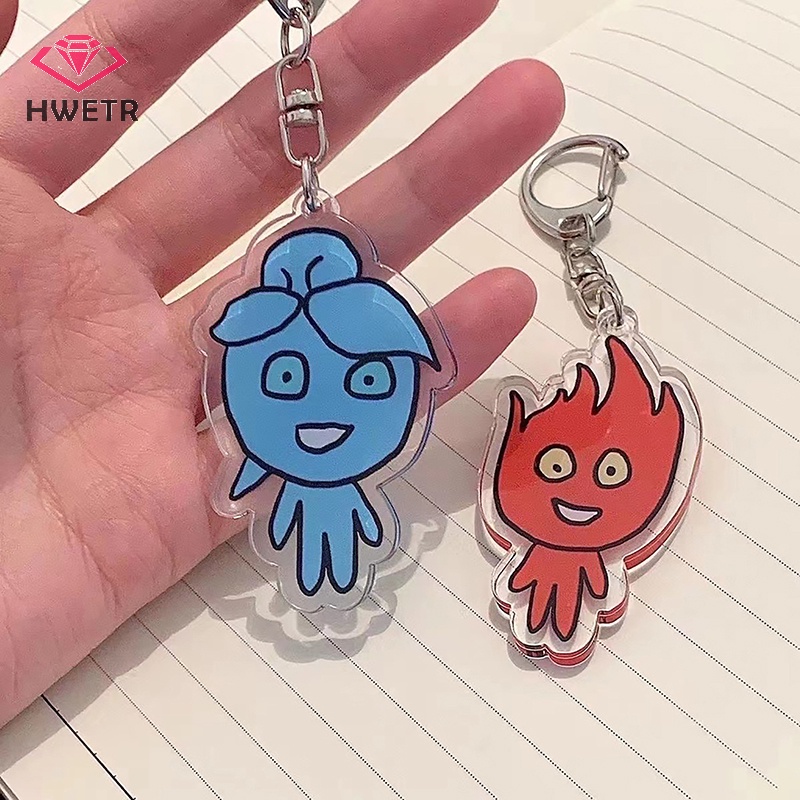 Móc khóa HWETR acrylic hình cậu bé lửa và cô gái dễ thương